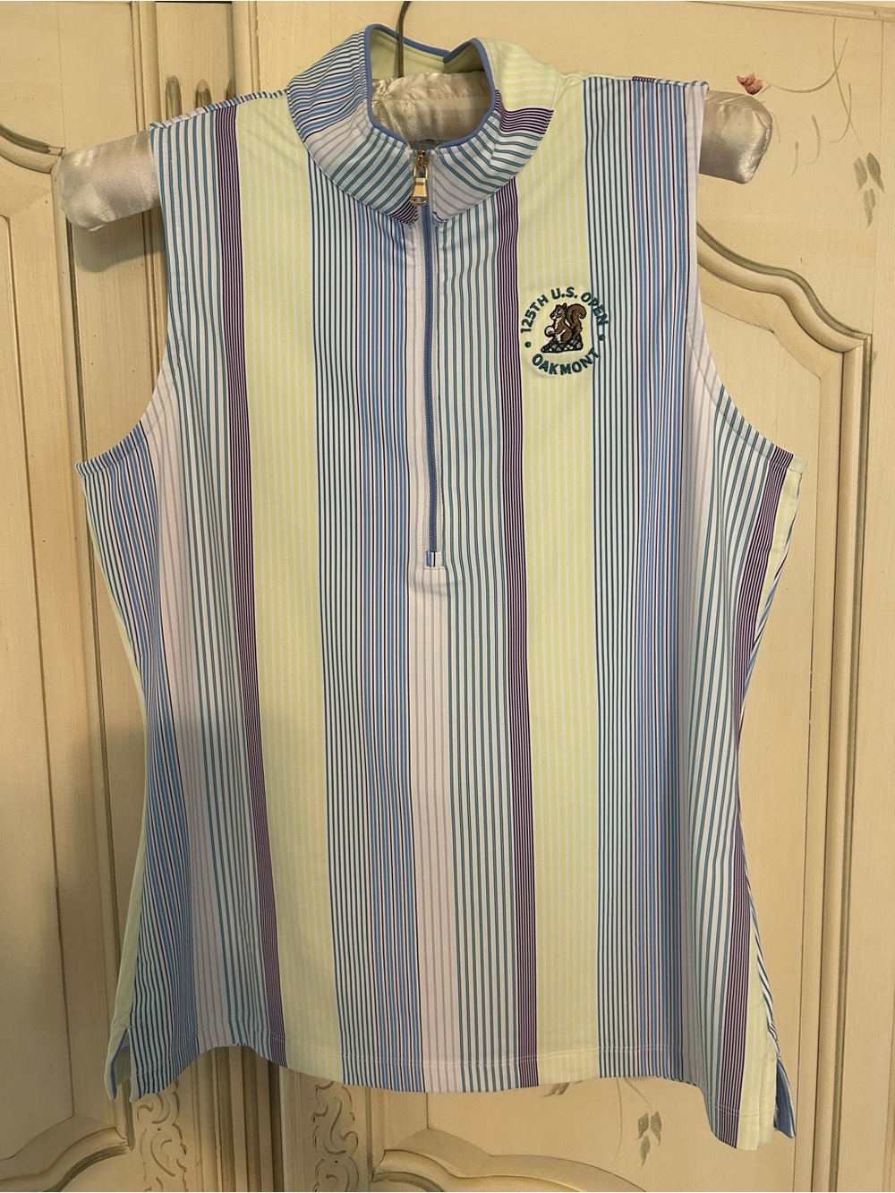 Fairway & Greene Ladies Maxwell Sleeveless Polo in Yellow and Light Blue
